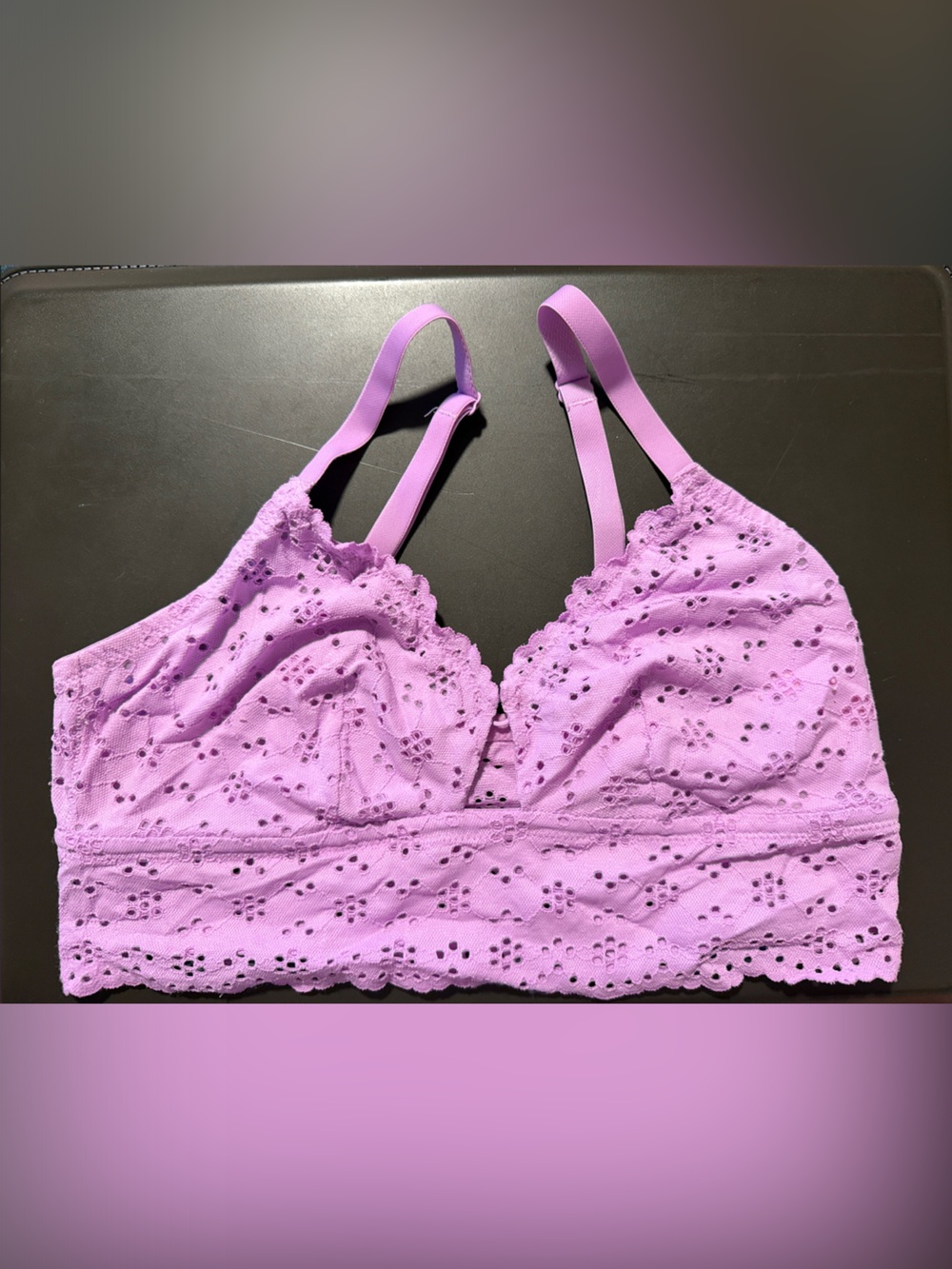 Colsie Lavender Eyelet Lace Bralette - Lilac